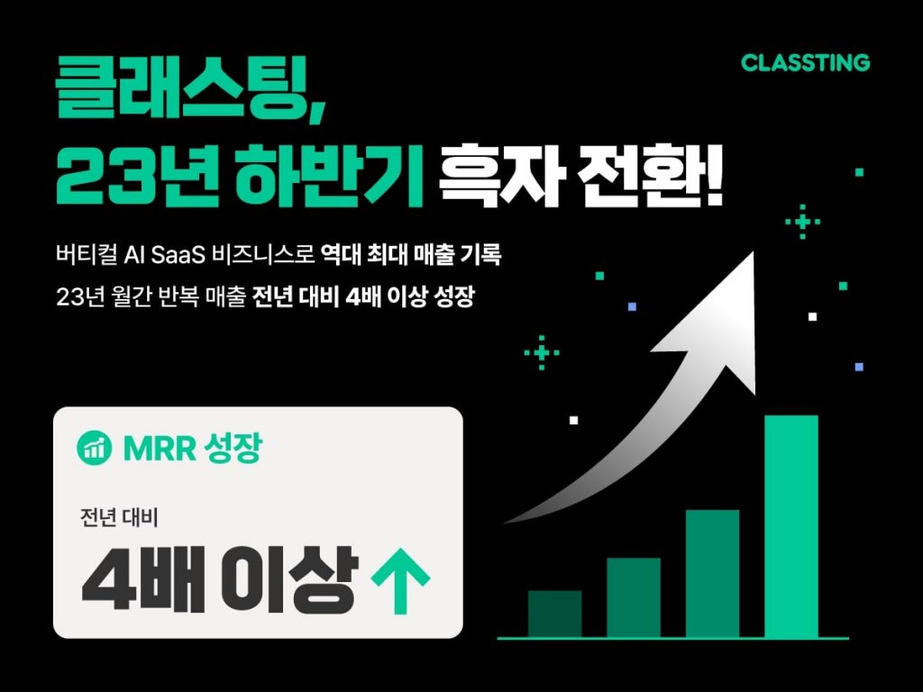 클래스팅, 2023년 하반기 흑자 전환...전년비 4배 성장 1 wowtale.net wowtale.net ai saas 2023 - 와우테일