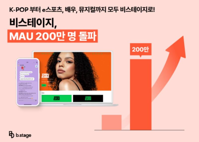 비스테이지, 200만 MAU 돌파 "다양한 소통 기능 글로벌 팬덤과 통했다" 1 bstage - 와우테일
