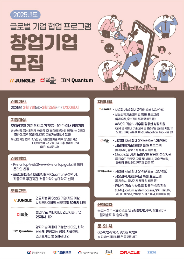 서울과기대, ‘글로벌 기업 협업 프로그램' 참가기업 모집(~2월26일) 1 2025 글로벌 기업 협업 프로그램 창업기업 모집 포스터 - 와우테일
