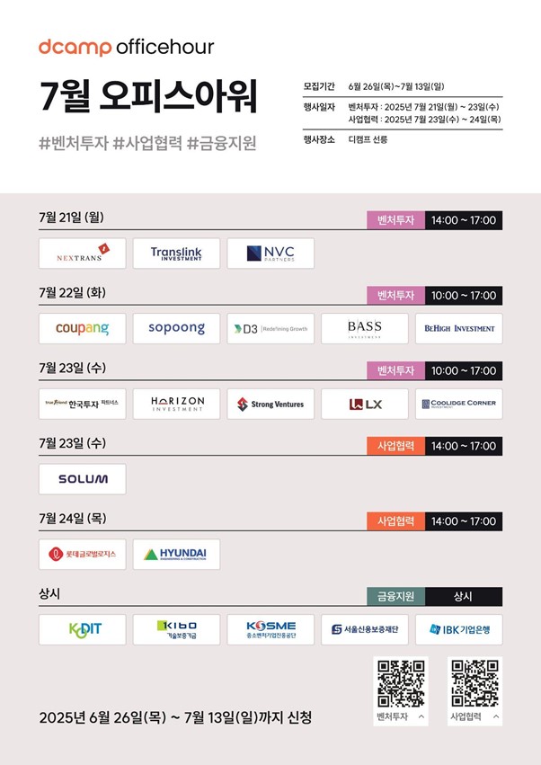디캠프, 올해 오피스아워로 473개사 비즈니스 매칭...74억원 금융지원 1 보도자료 사진디캠프 오피스아워 스타트업 473곳에 ‘성장 마중물 - 와우테일