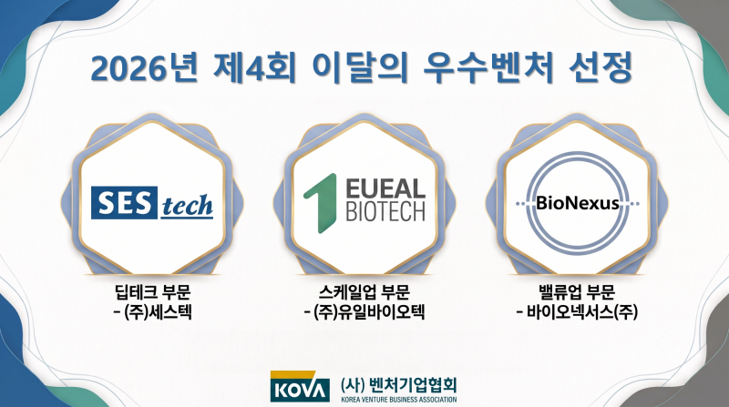 세스텍-유일바이오텍-바이오넥서스, 벤처협 '이달의 우수벤처 선정 1 세스텍-유일바이오텍-바이오넥서스, 벤처협 '이달의 우수벤처 선정