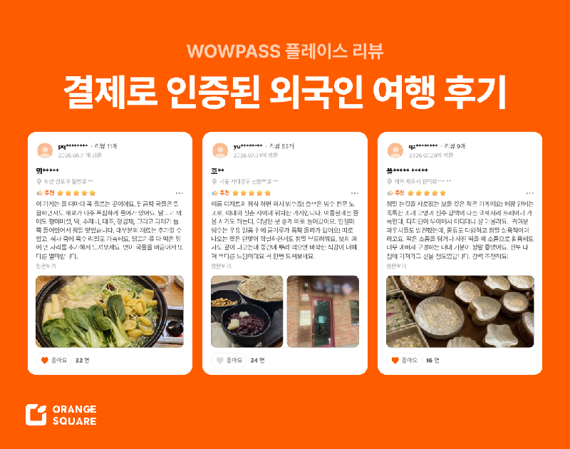 와우패스 리뷰 30만건 돌파…"결제 연동 신뢰도에 외국인 관광객 호응"