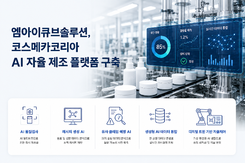 엠아이큐브솔루션, 코스메카코리아 전 공정 AI 자동제조 구축 1 엠아이큐브솔루션, 코스메카코리아 전 공정 AI 자동제조 구축