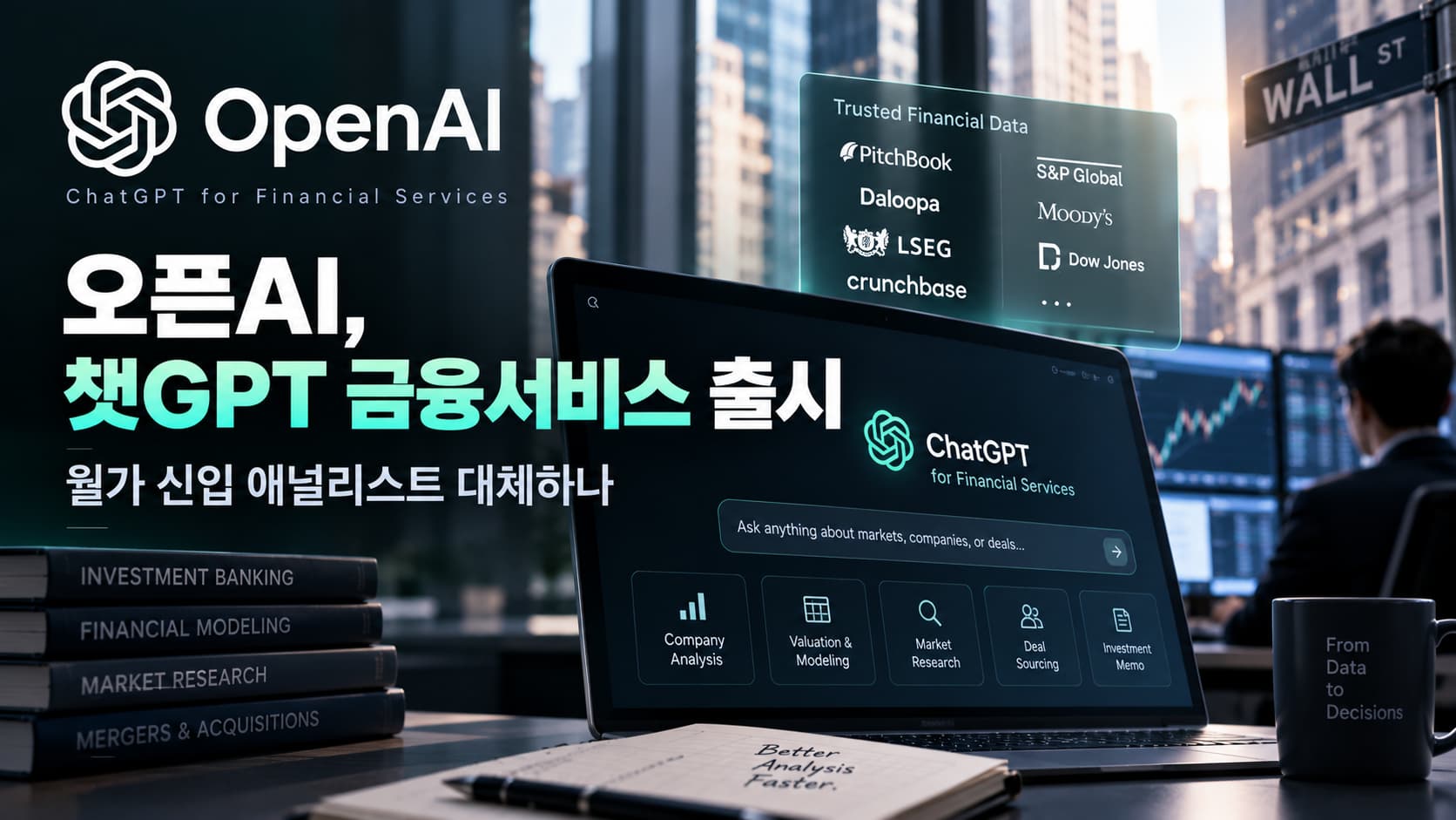오픈AI, 챗GPT 금융서비스 출시…월가 신입 애널리스트 대체하나